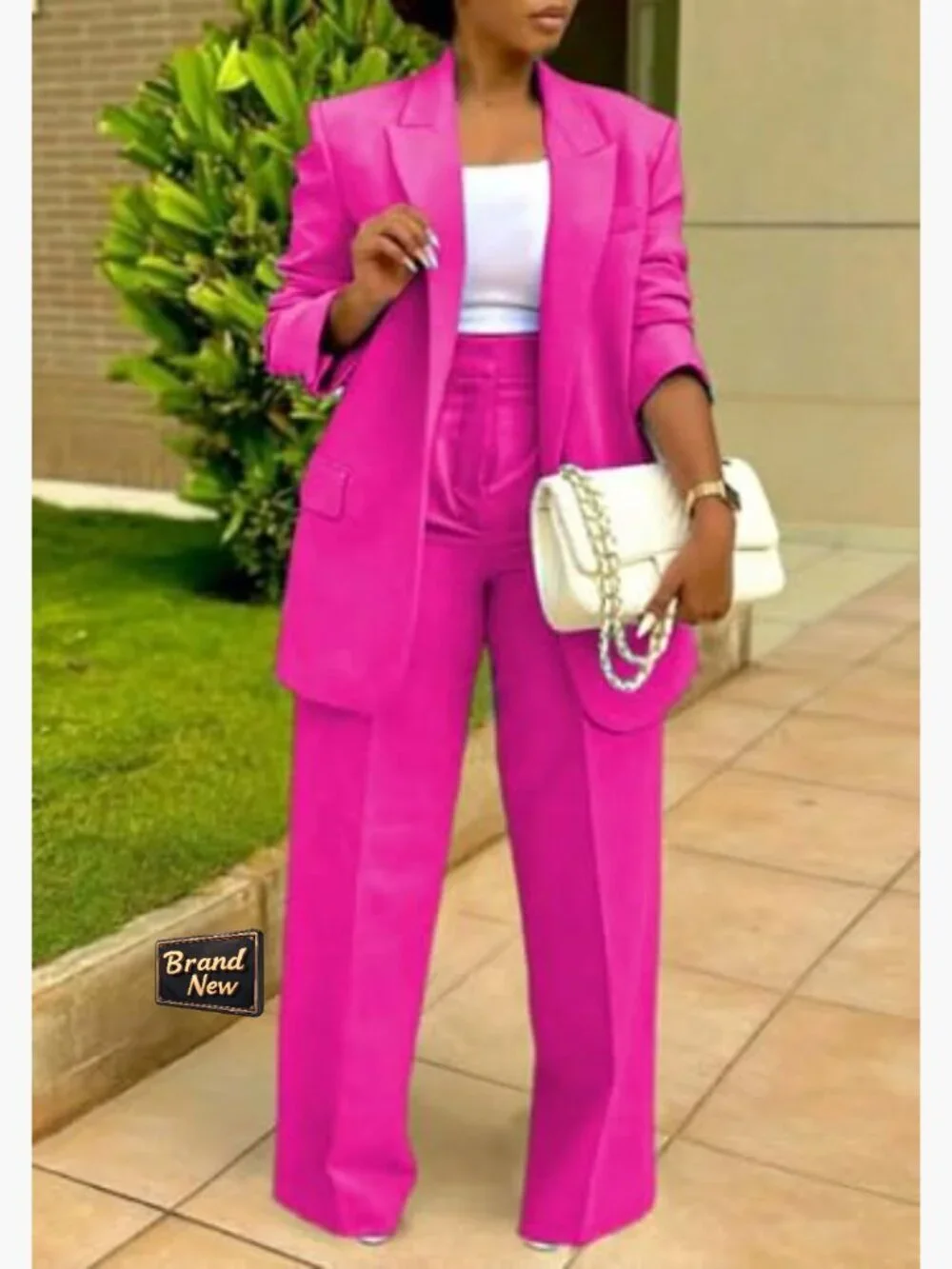 Business Casual Suit Set Blazer and Straight Leg Pants
